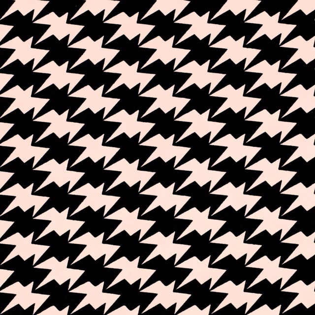 Powder pink wallpaper with repeated near-black zigzag bird motifs in staggered rows
