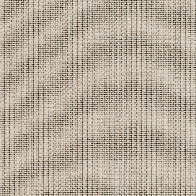 Close-up of ivory woven fabric with a fine charcoal-black irregular grid