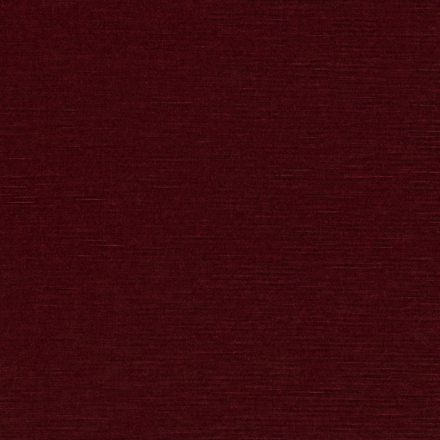 Deep ruby-red textile with fine horizontal slub lines and a dense woven surface