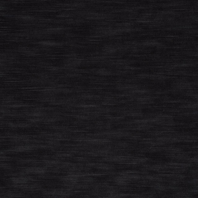 Near-black charcoal woven fabric with fine irregular horizontal striations and a softly textured surface