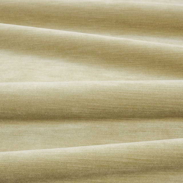 Muted artichoke fabric with pale olive bands and fine horizontal weave