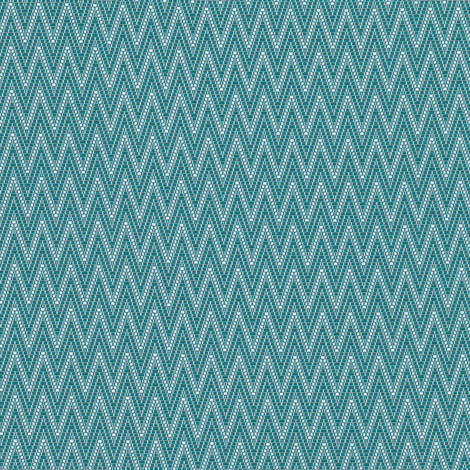 Cool azure-teal fabric with dense white woven chevrons and tactile texture