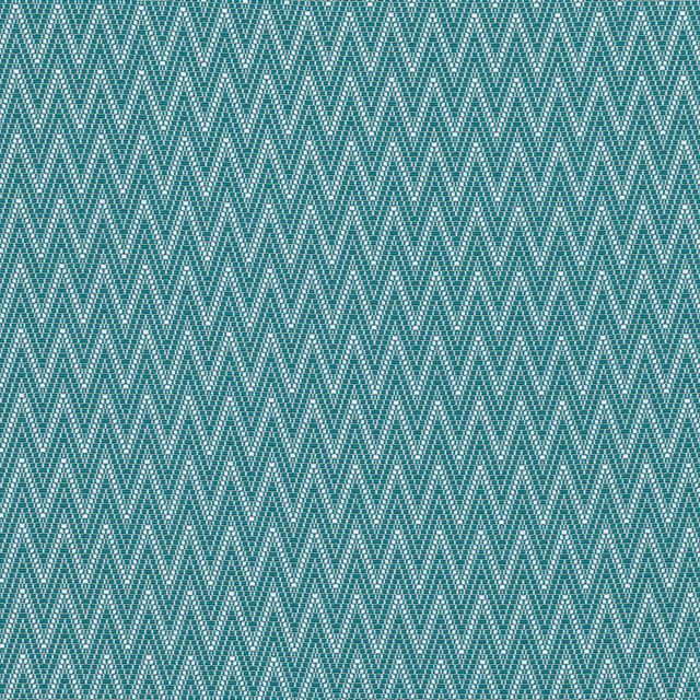 Cool azure-teal fabric with dense white woven chevrons and tactile texture