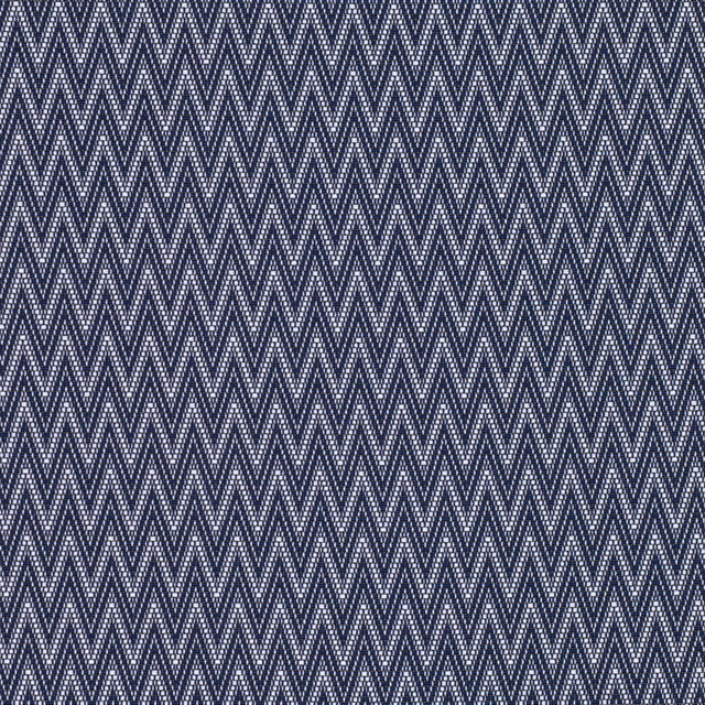 Deep navy and ivory woven fabric with dense repeating chevron zigzags