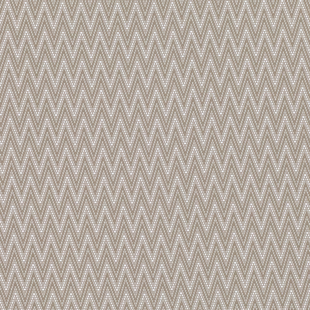 Muted putty taupe woven ground with tightly repeated pale zigzag chevrons