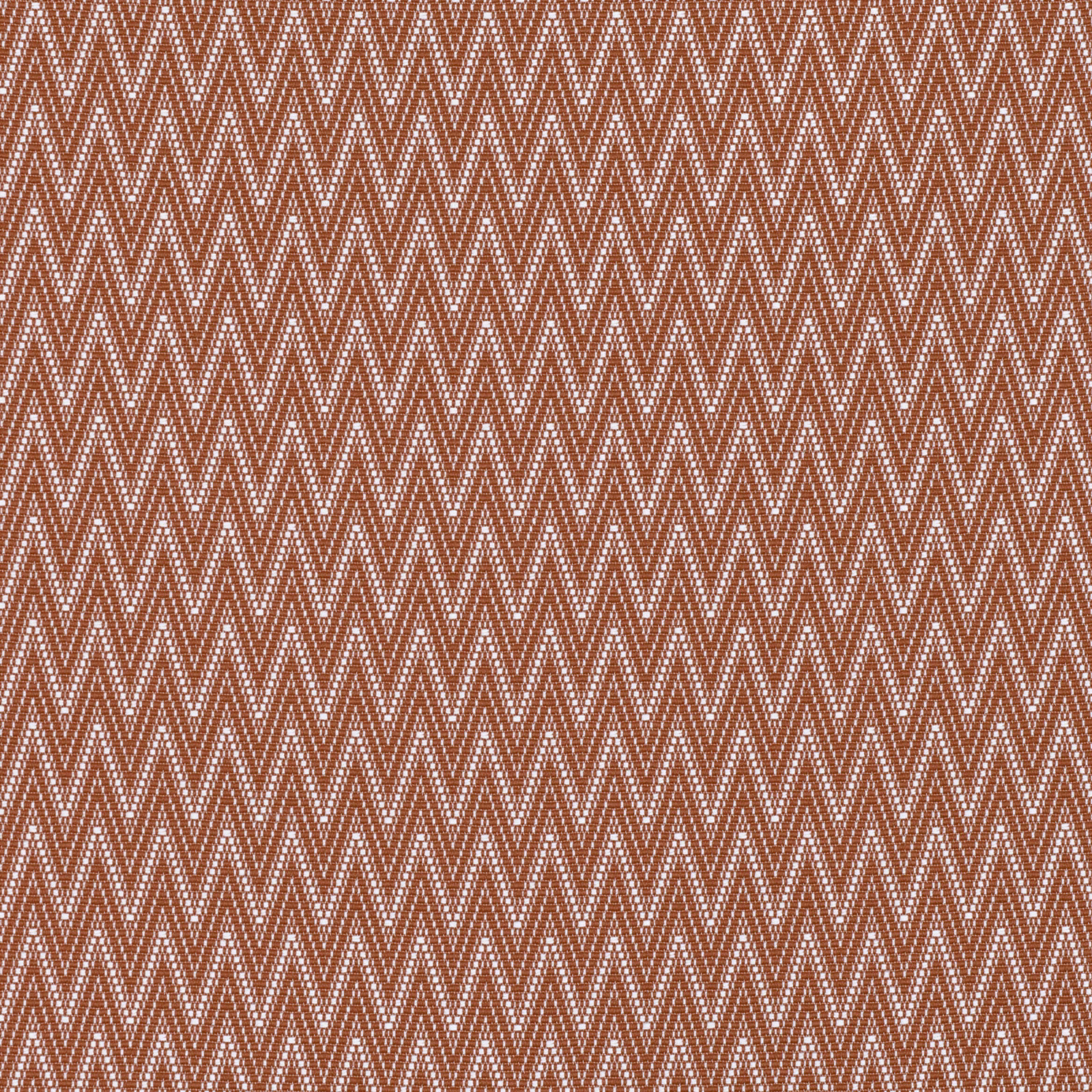 Warm terracotta fabric with tightly woven cream chevron zigzags