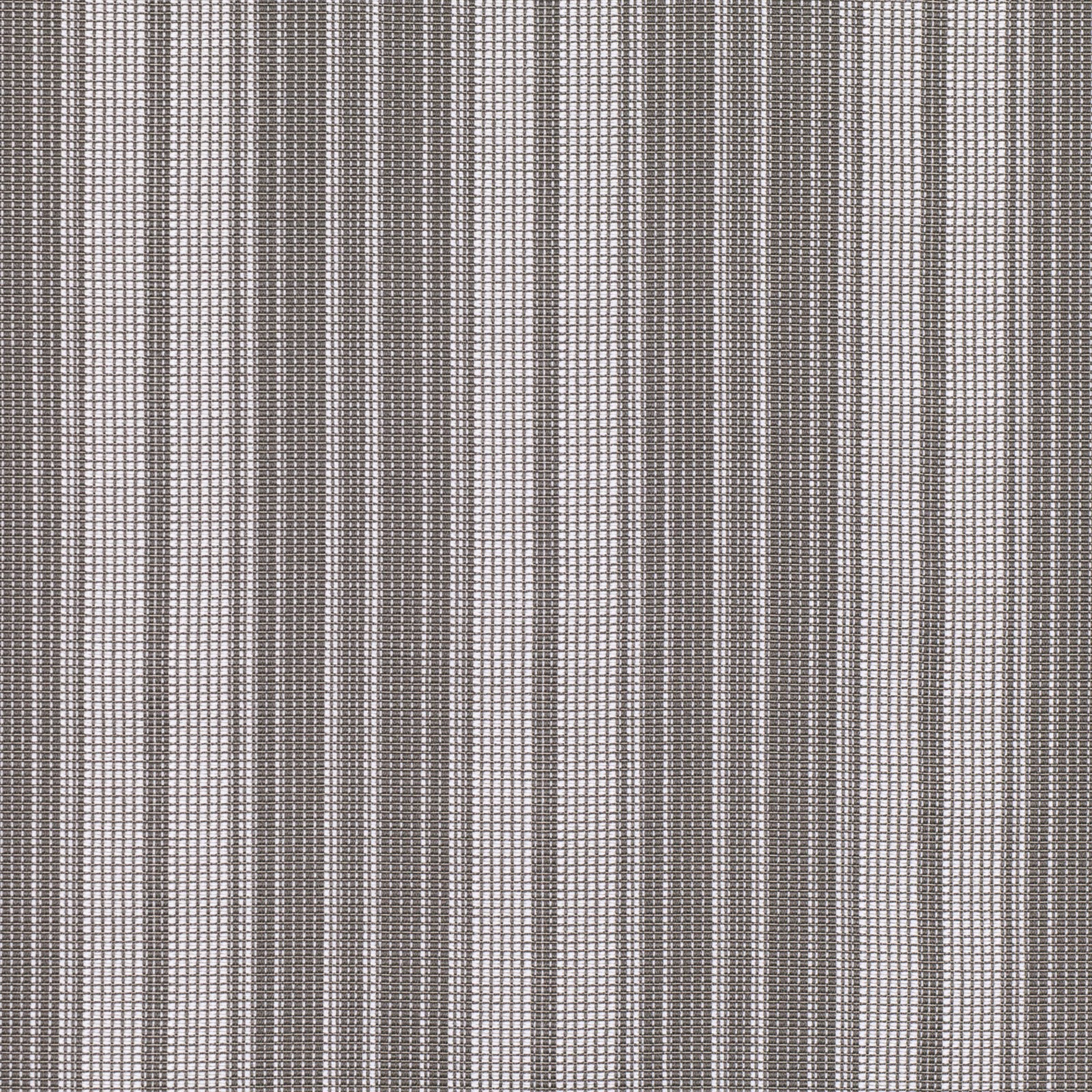 Close-up of anthracite grey woven fabric with irregular vertical stripes and fine grid texture