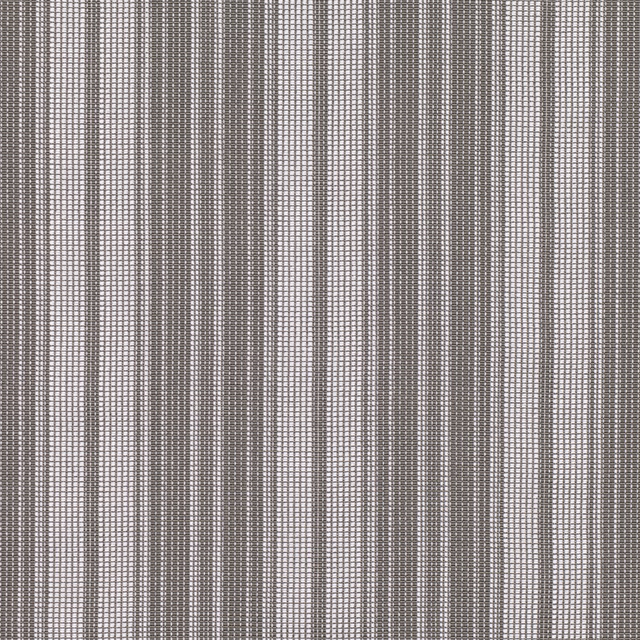 Close-up of anthracite grey woven fabric with irregular vertical stripes and fine grid texture