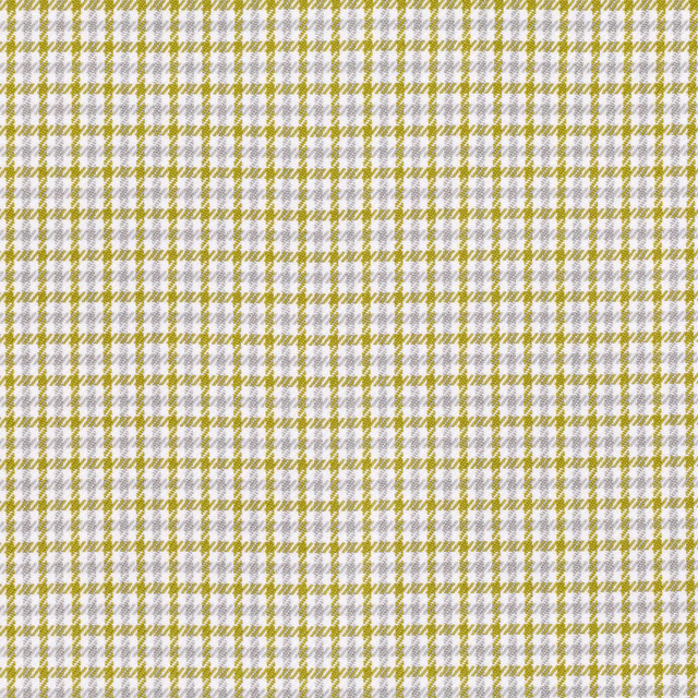 Close-up of muted peridot green and white fine plaid with a softly textured weave