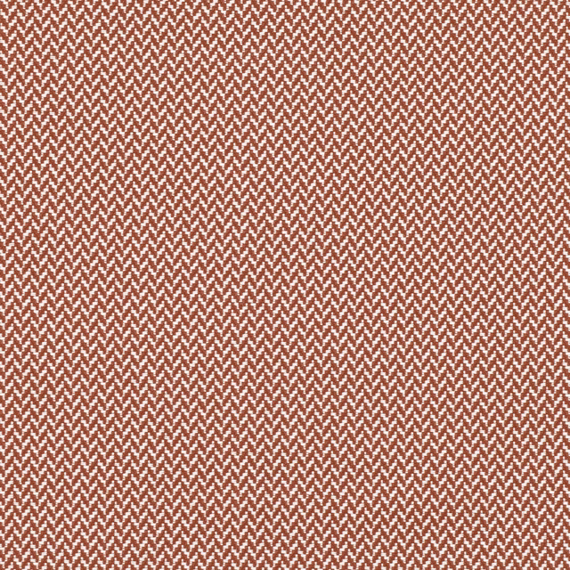 Warm terracotta fabric with a dense cream herringbone zigzag weave