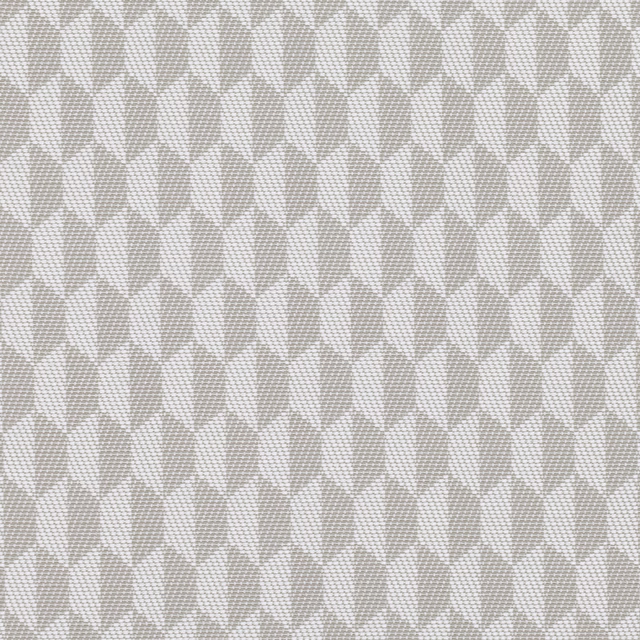 Pale aluminium-grey woven textile with repeating interlocking diamond and hexagon forms