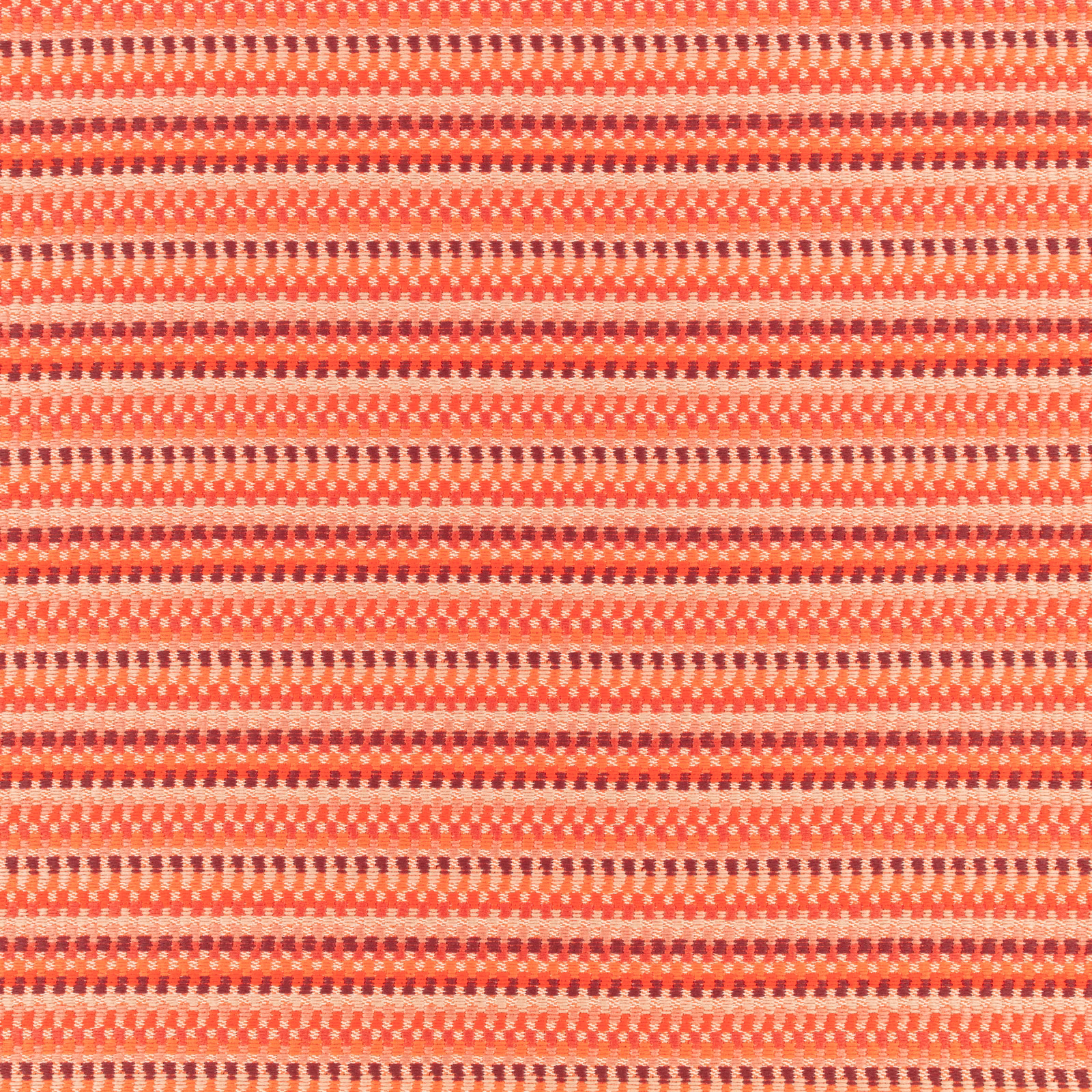 Blood-orange outdoor textile with cream flecks in a dense horizontal basket weave
