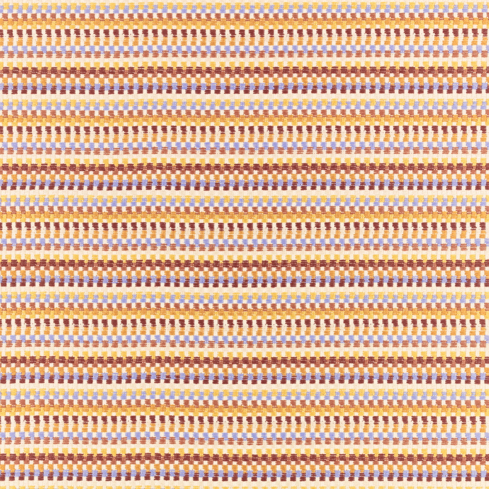 Cream basket weave with peanut, berry and lilac-blue horizontal accents