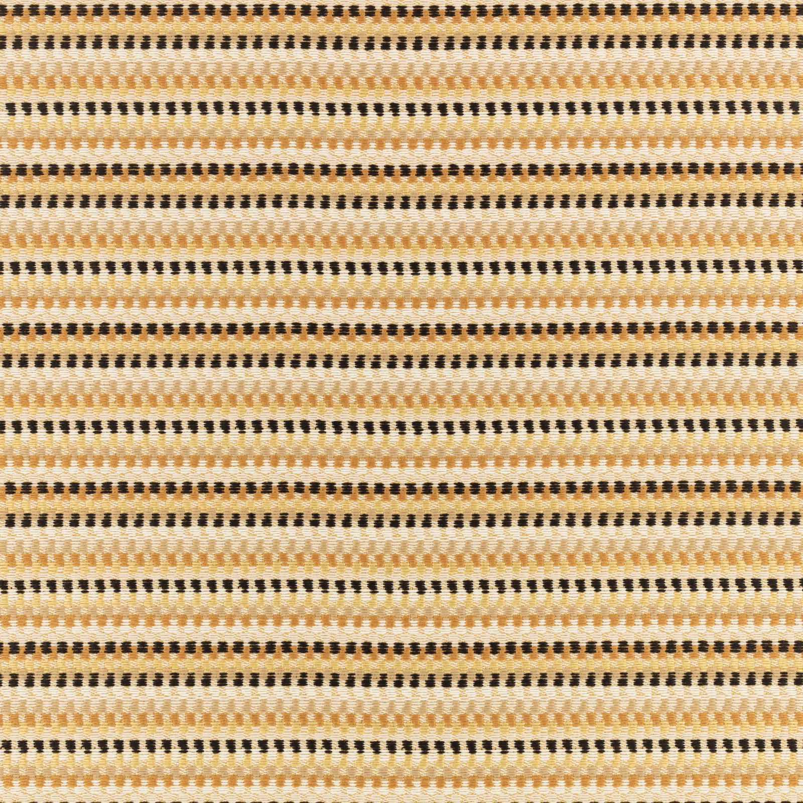 Warm cream woven fabric with tan and dark horizontal dash stripes