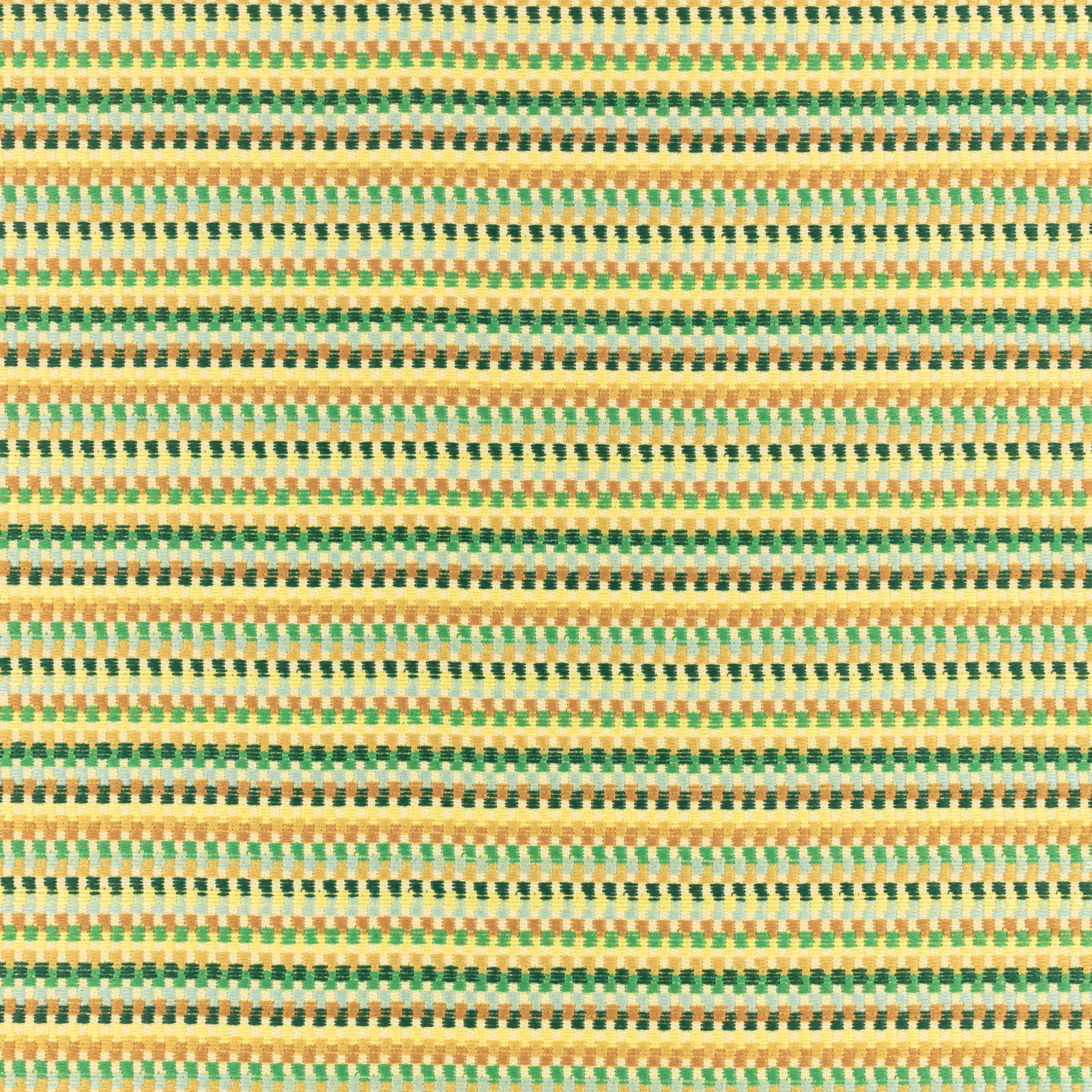 Close-up of cream, pineapple yellow and green broken stripes in a textured outdoor weave