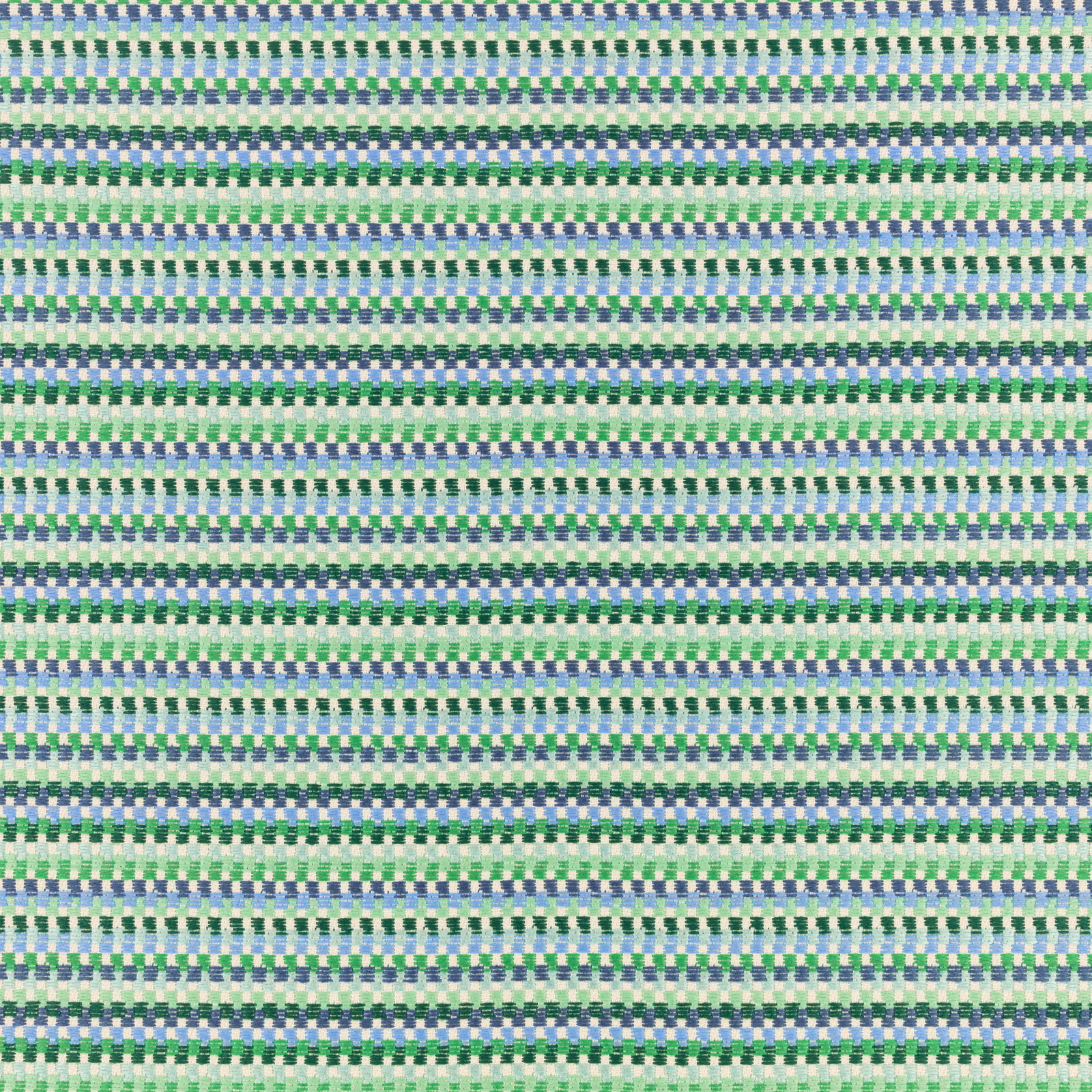 Small spearmint basket-weave check with blue, white and green horizontal bands