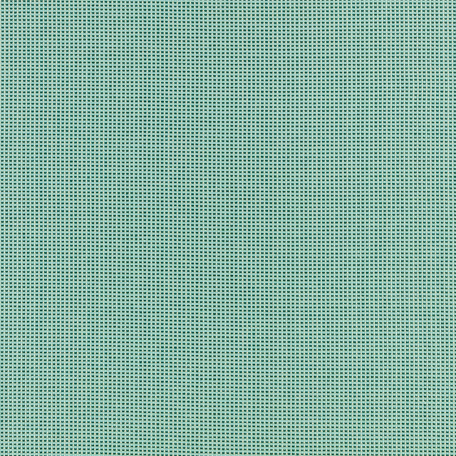 Close-up of cool spearmint fabric with a fine dark teal woven grid