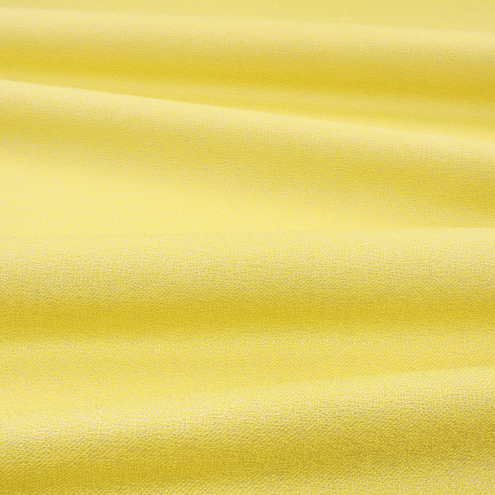 Bright lemon-yellow woven fabric showing fine texture and softly shaded folded ridges