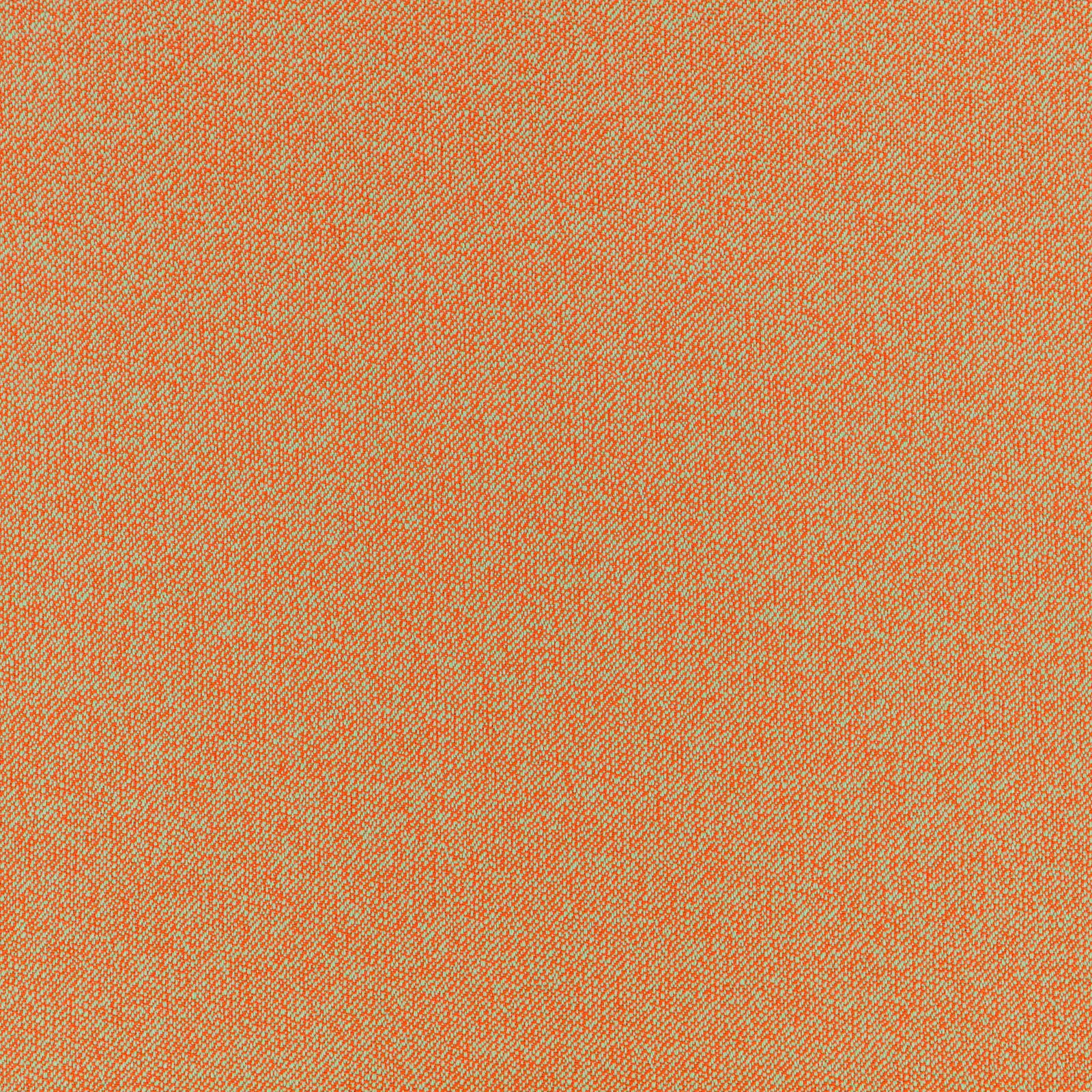 Warm coral-orange outdoor fabric with fine pale blue-green flecks and woven texture