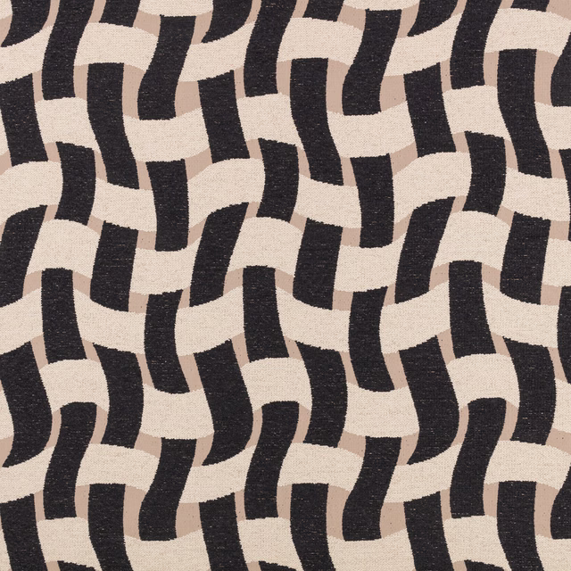 Black and cream interlocking bands with subtle blush accents in a textured weave