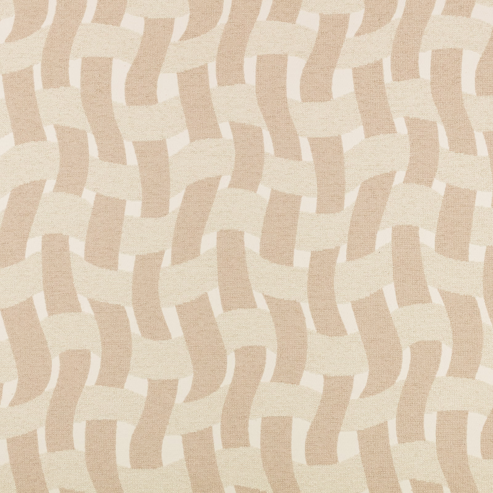 Warm cream and beige curved bands form a tactile interlocking woven pattern