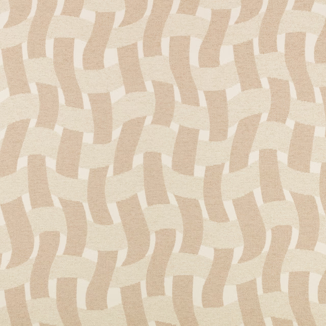 Warm cream and beige curved bands form a tactile interlocking woven pattern