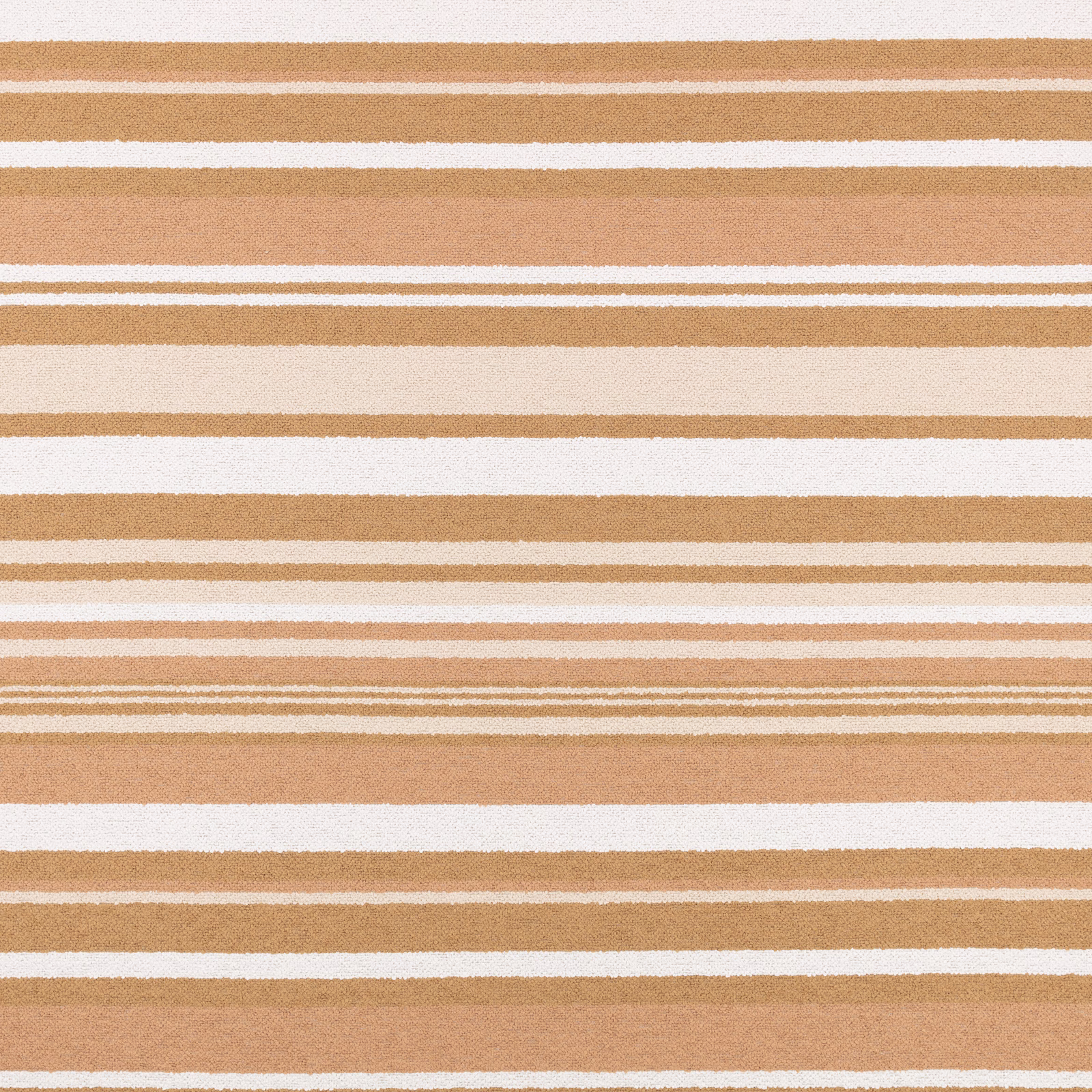 Warm chai-tan woven fabric with irregular ivory horizontal stripes