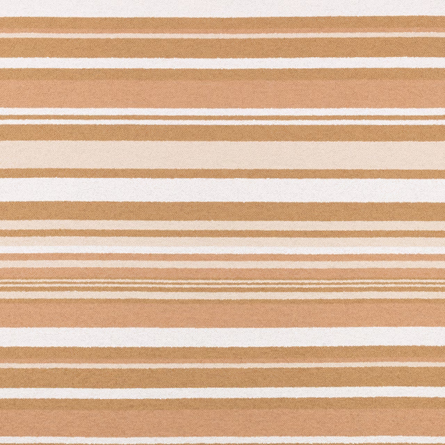 Warm chai-tan woven fabric with irregular ivory horizontal stripes