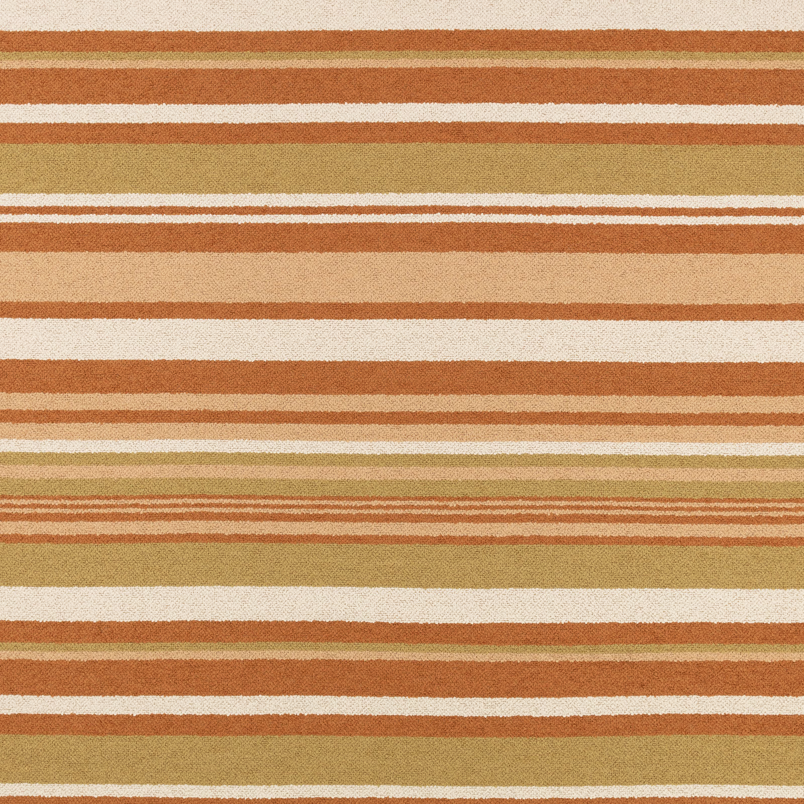 Rust, ochre and cream horizontal stripes across a softly textured outdoor weave