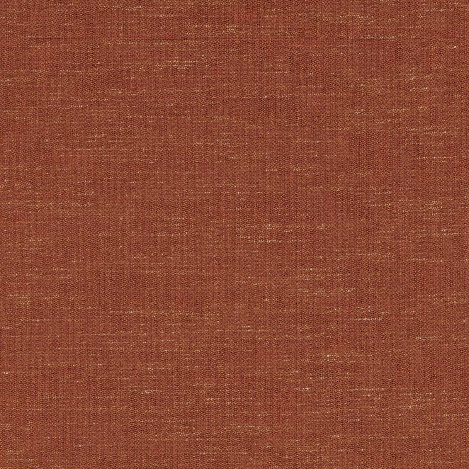 Close-up of muted brick-red woven fabric with fine horizontal slub texture