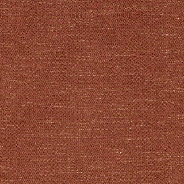 Close-up of muted brick-red woven fabric with fine horizontal slub texture