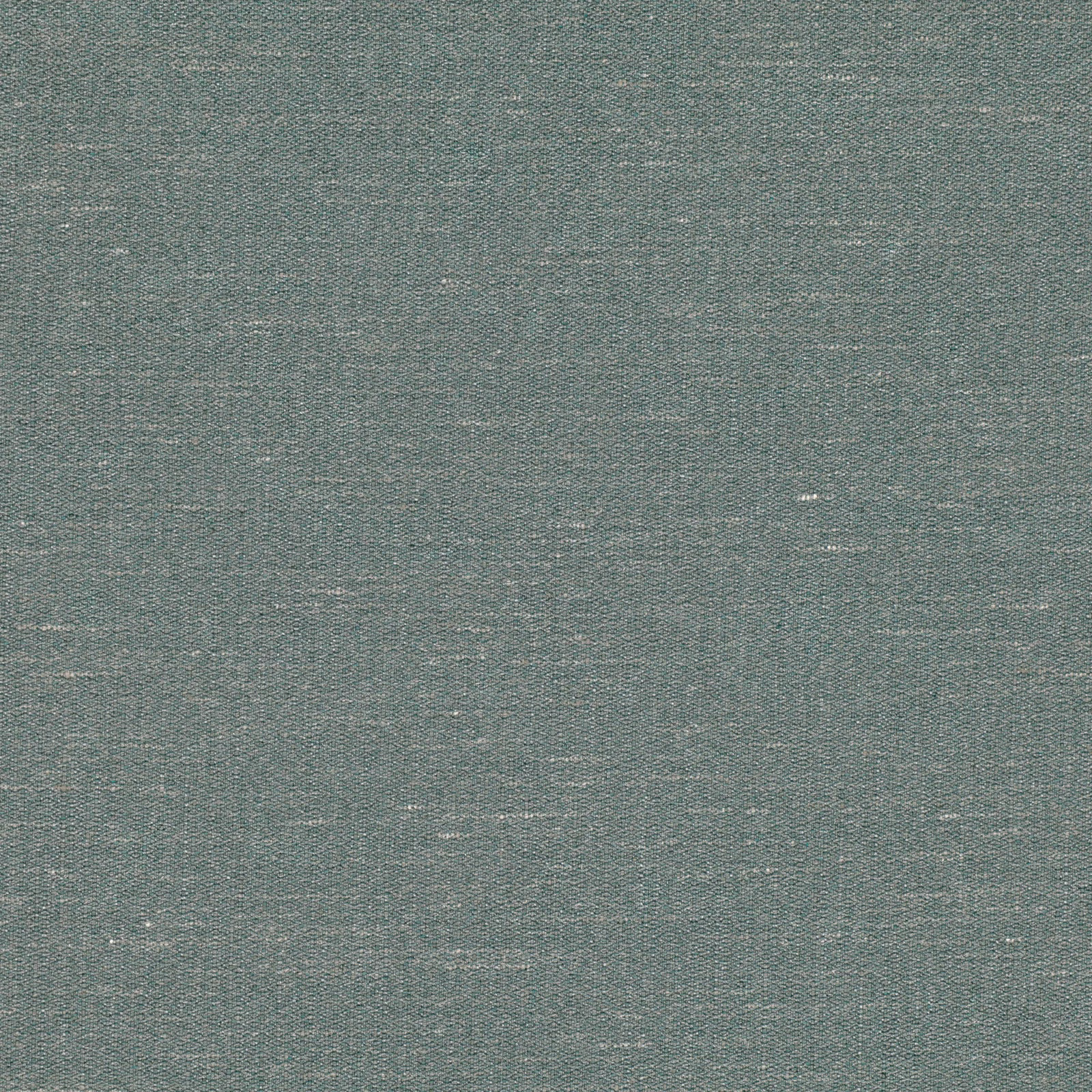 Muted blue-green woven swatch with fine horizontal texture and scattered pale slubs