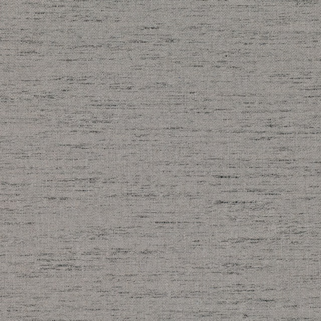 Soft grey woven fabric with fine broken horizontal striations and subtle dark flecks