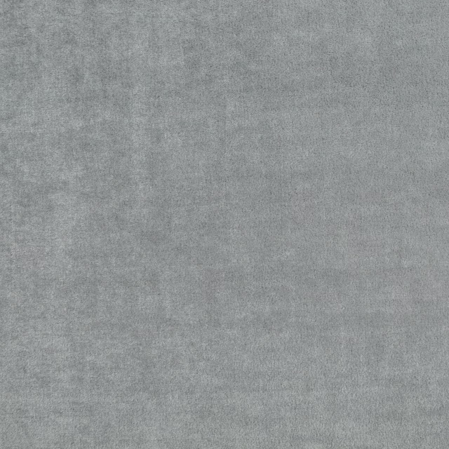 Close-up of cool mid grey fabric with softly mottled woven texture and subtle tonal depth