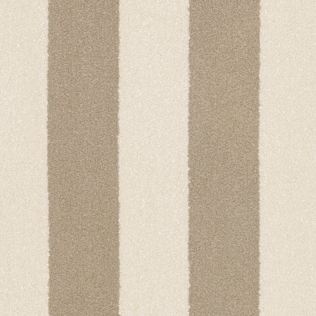 Warm flax-beige and cream vertical stripes with a softly flecked woven surface
