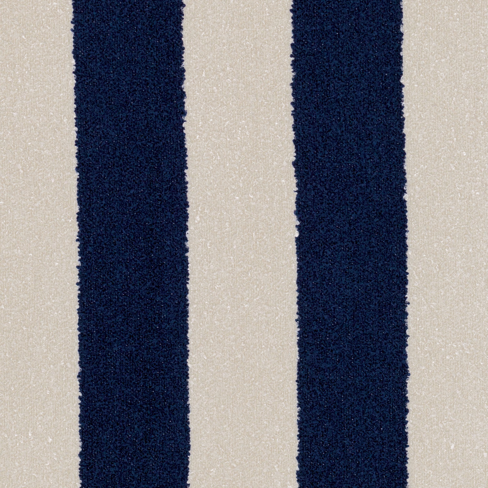 Deep navy vertical stripes on a softly textured cream woven ground