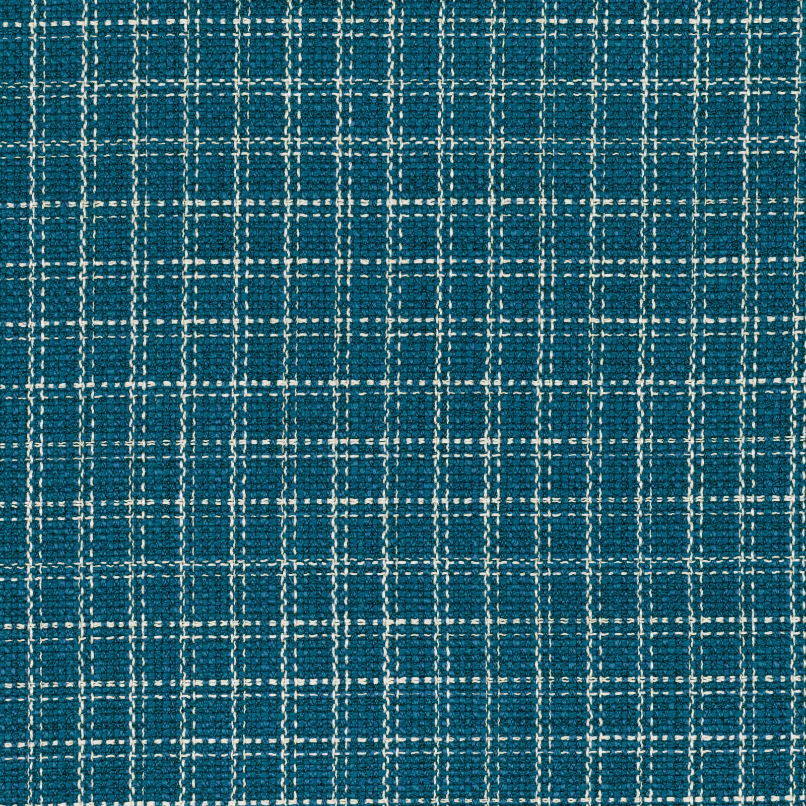 Deep petrol-teal woven check with irregular cream lines and tactile texture