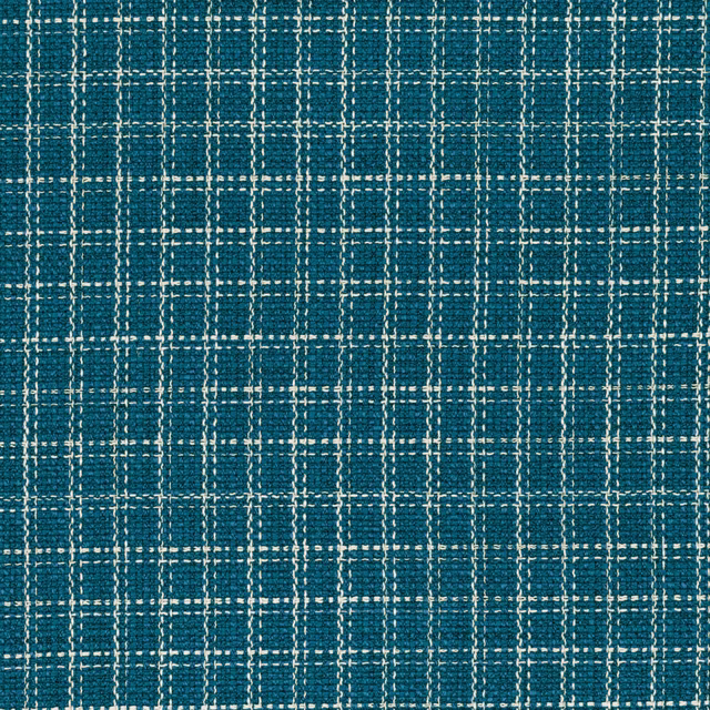 Deep petrol-teal woven check with irregular cream lines and tactile texture