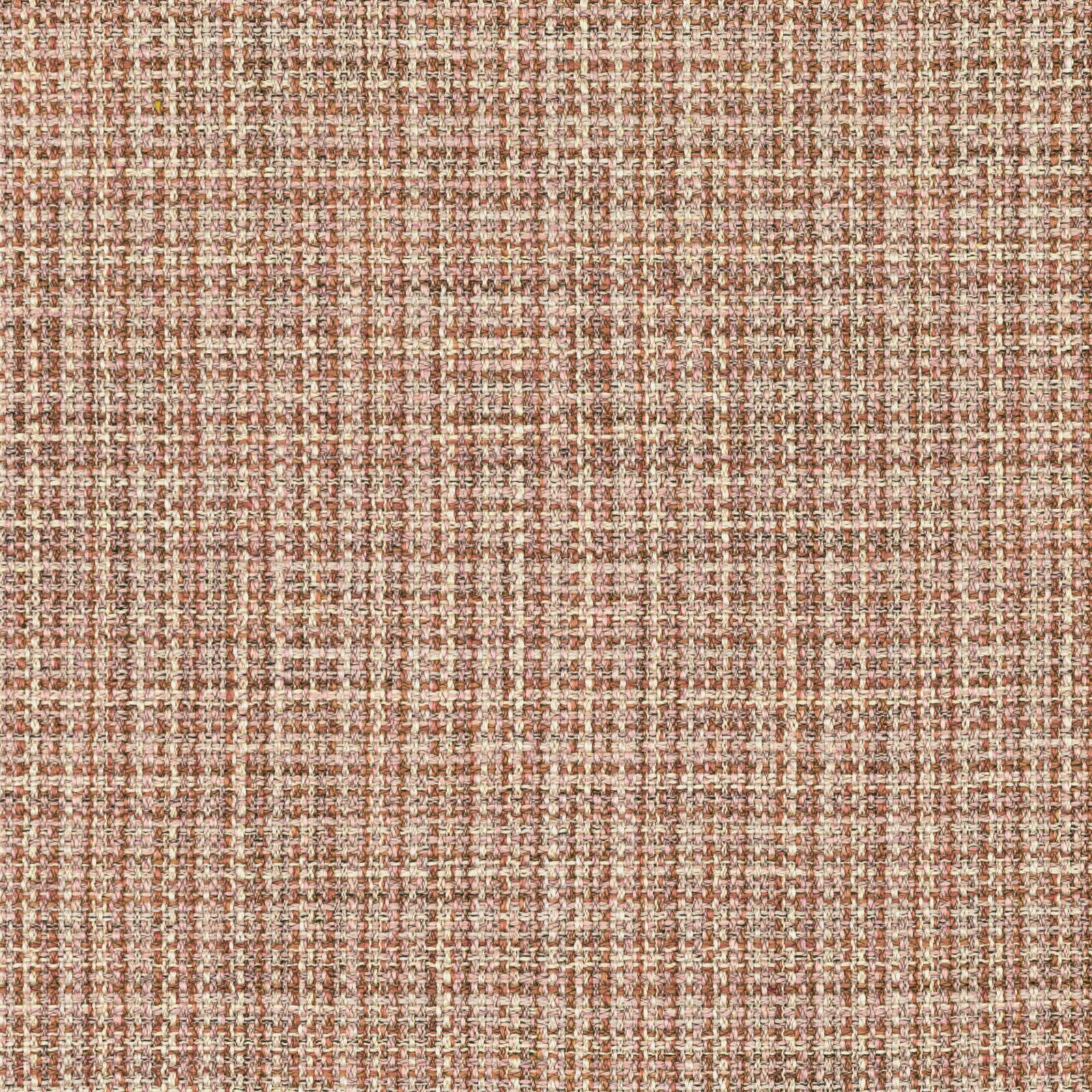 Close-up of a small terracotta, cream and taupe check with nubby woven texture