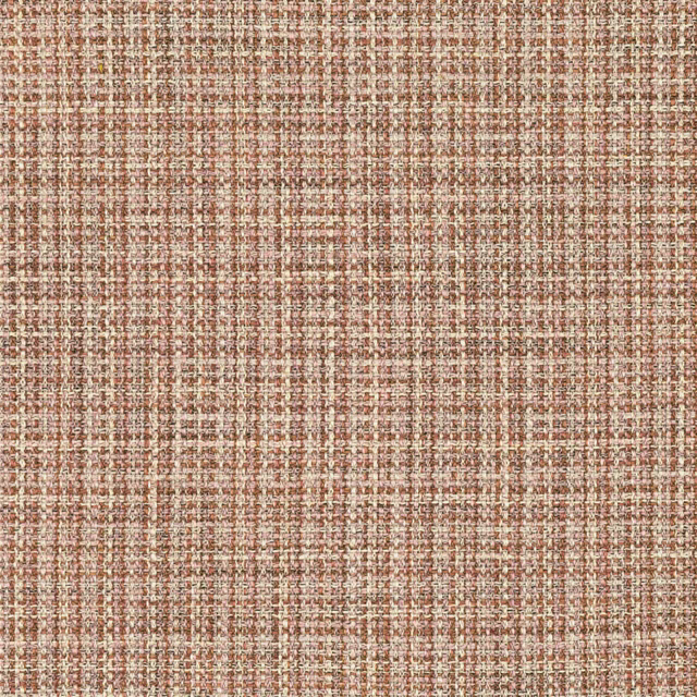 Close-up of a small terracotta, cream and taupe check with nubby woven texture
