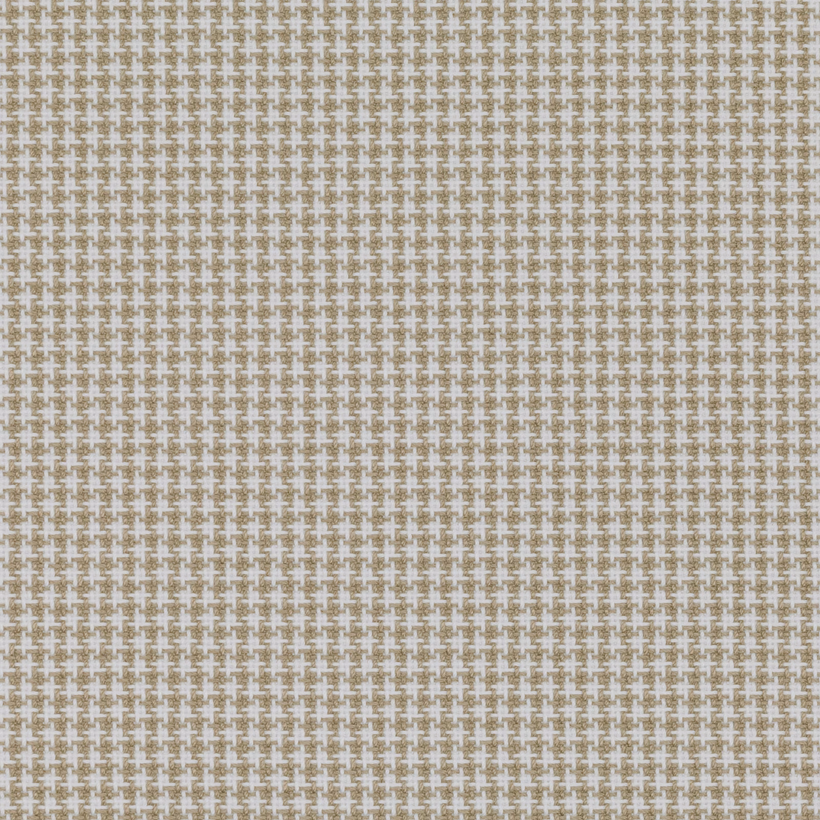 Warm flax beige fabric with pale broken cross motifs in a tight textured weave