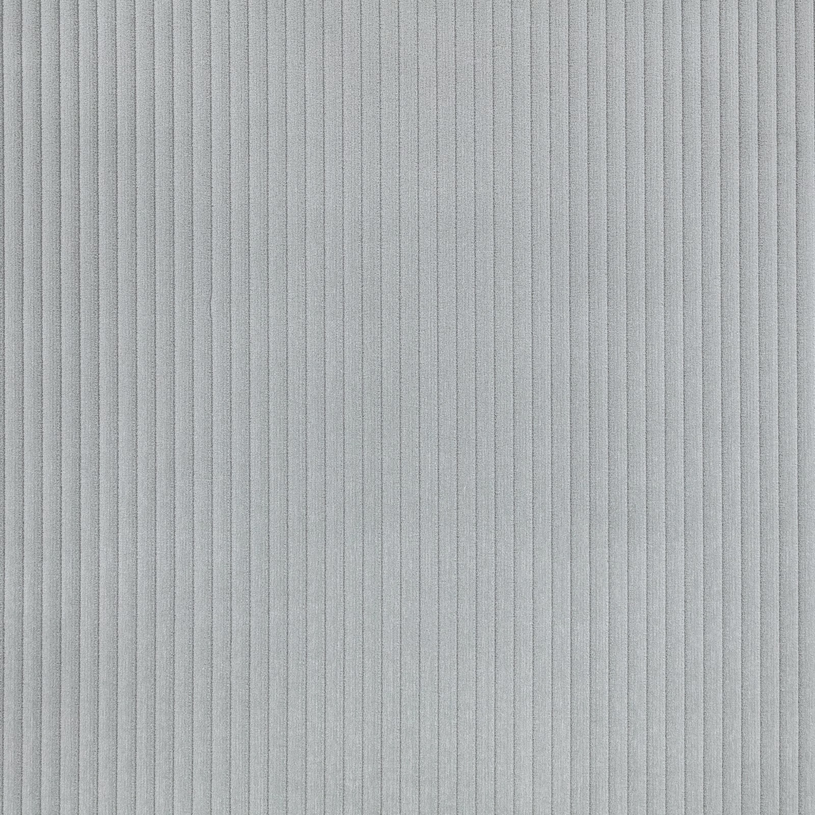 Cool aluminium-grey fabric with fine, closely spaced vertical ribs and a softly varied surface