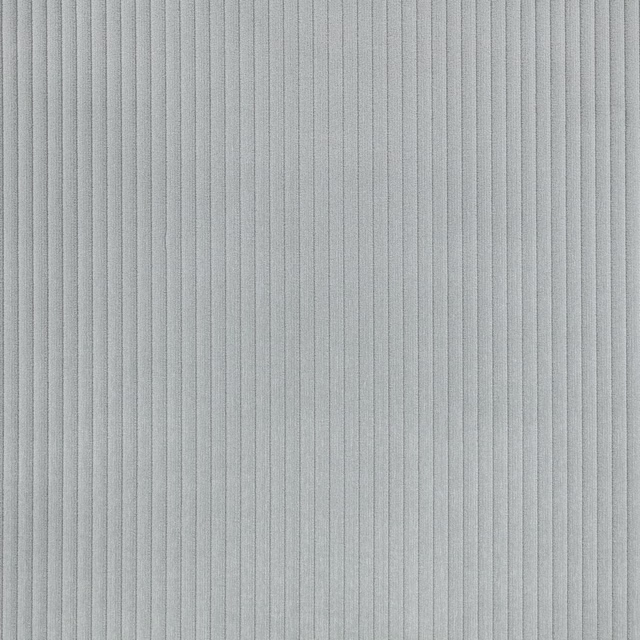 Cool aluminium-grey fabric with fine, closely spaced vertical ribs and a softly varied surface