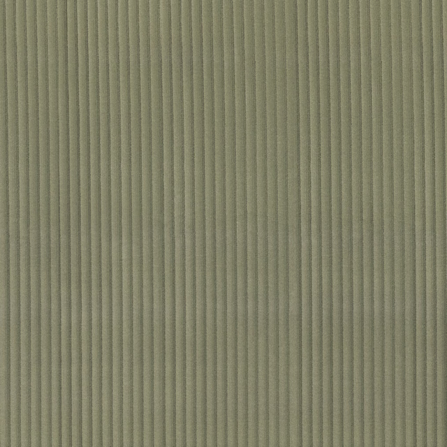 Muted avocado green fabric with fine vertical ribs and softly varied shading