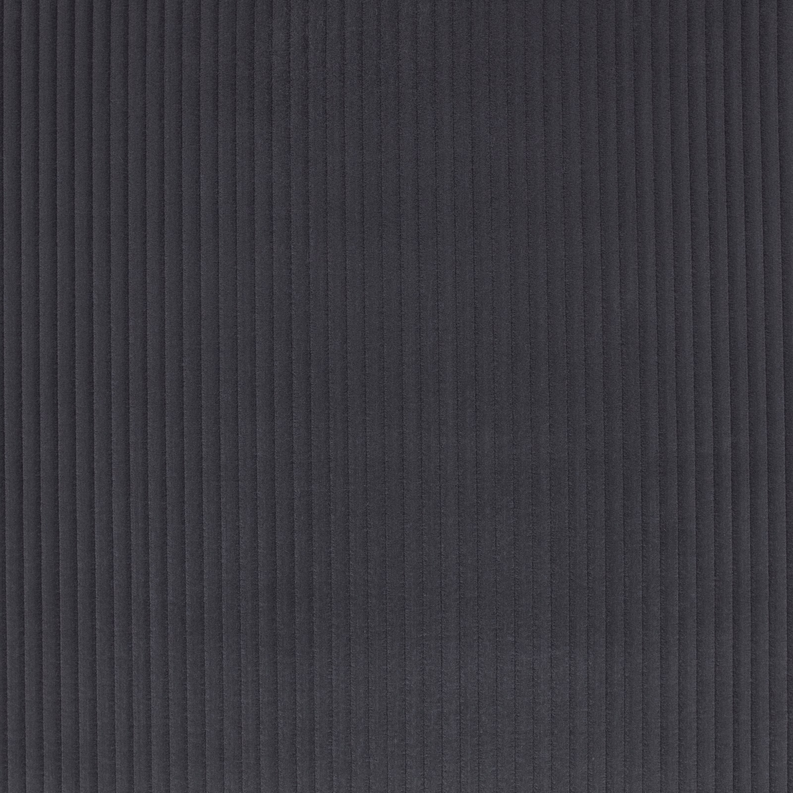 Deep ebony-black fabric with fine vertical ribs and subtle graphite highlights