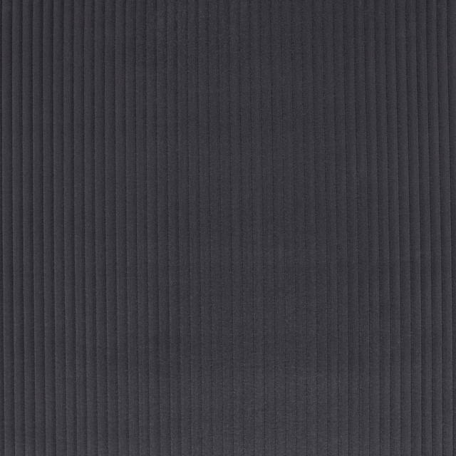 Deep ebony-black fabric with fine vertical ribs and subtle graphite highlights