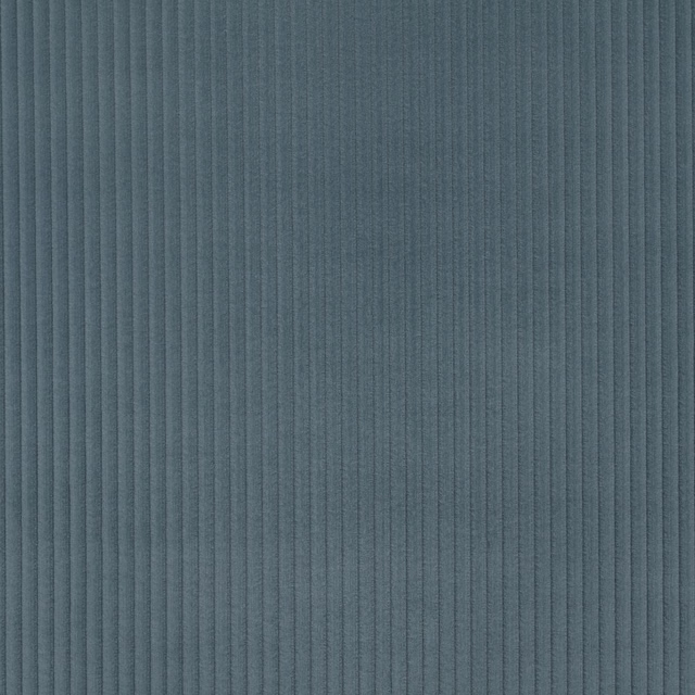 Deep blue-grey fabric with narrow vertical ribs and subtle tonal shading