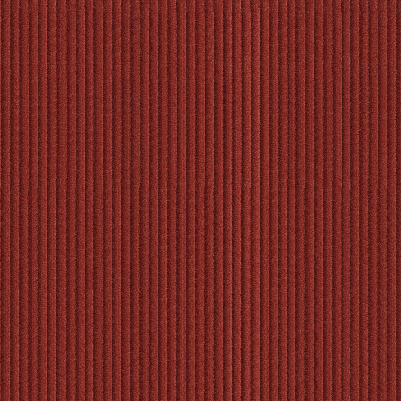 Deep paprika-red fabric with narrow vertical ribs and a softly textured face
