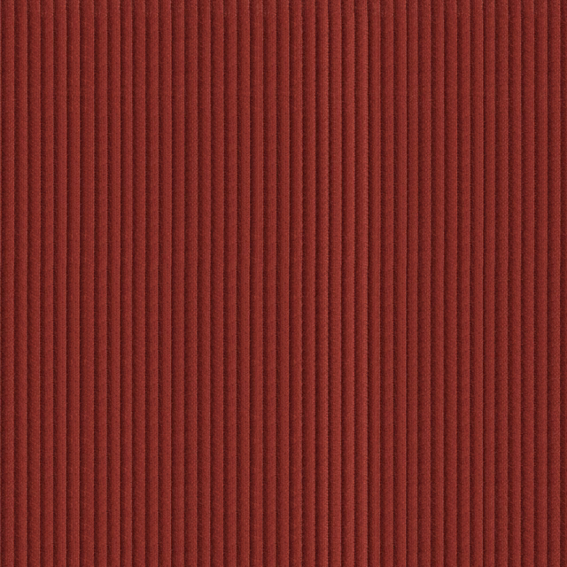 Deep paprika-red fabric with narrow vertical ribs and a softly textured face