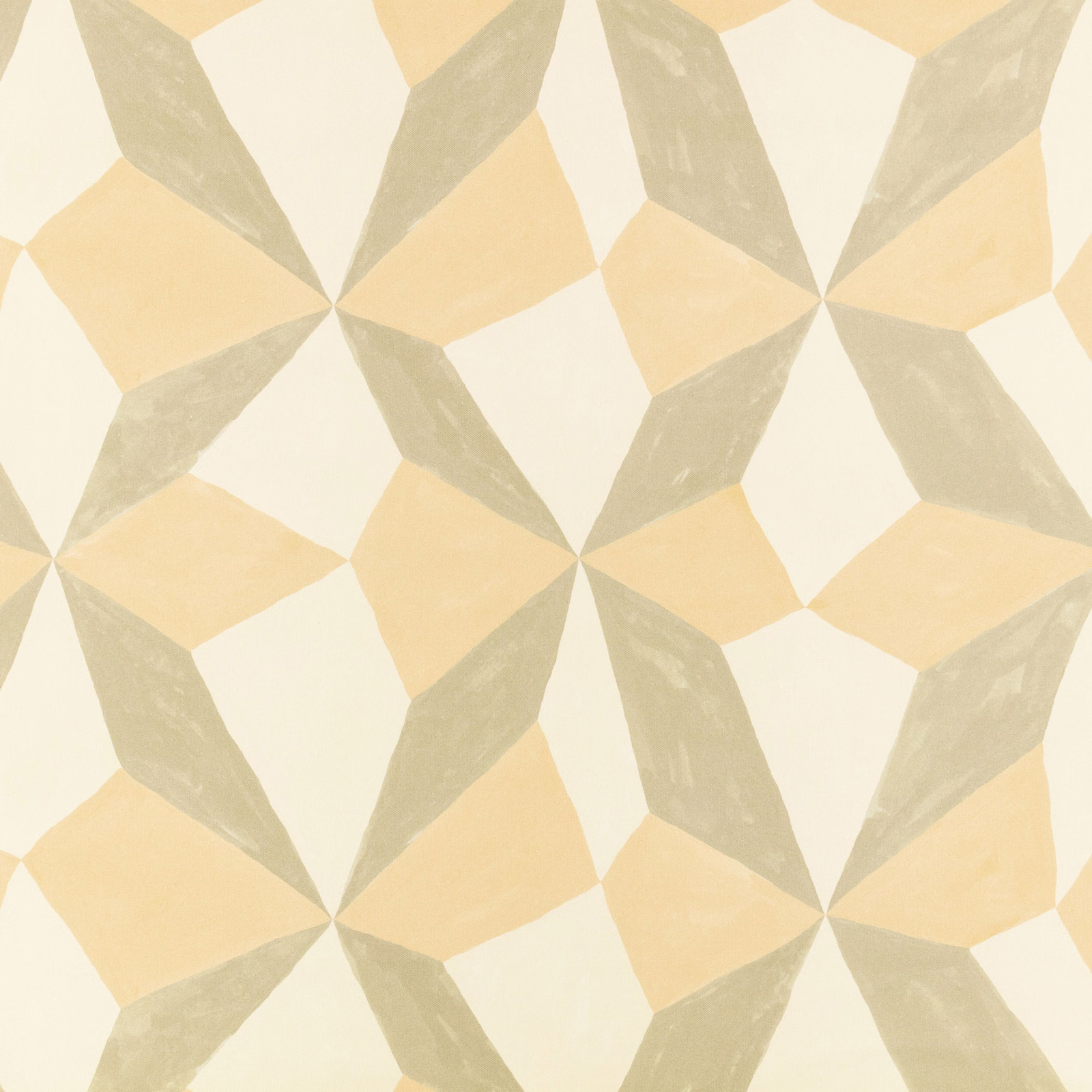 Muted pistachio geometric stars with cream and pale peach angular sections